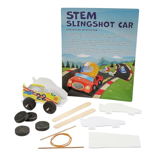 Fun Express 4 1/2" x 3" STEM Slingshot Car Craft Kit Educational Activities – Makes 12