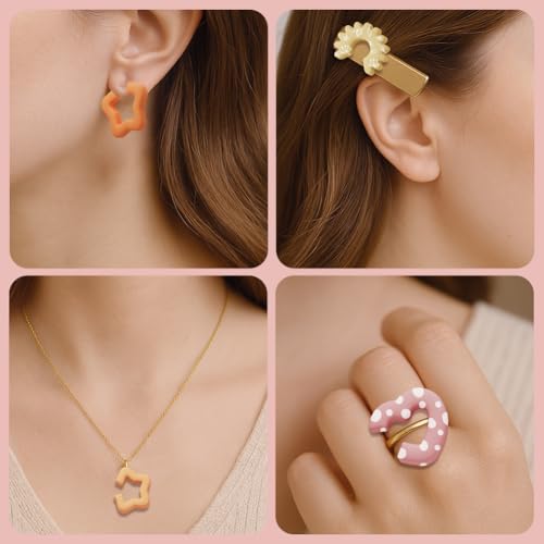 Polymer Clay Cutters - 15 Shapes Jewelry Earrings Cutter, Polymer Clay Cutters for Jewelry, Earring Making Kit with Storage Box - style: C-shaped (15 pcs)