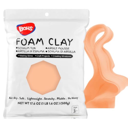 BOHS Foam Clay, Peach Air Dry Modeling Clay, 1.1 lb - color: Peach, size: 500 g