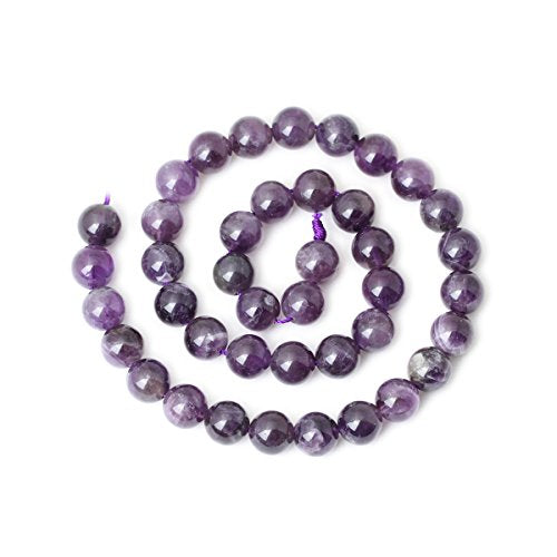 35PCS 10mm Natural Amethyst Gemstone Round Loose Beads Crystal Energy Stone Healing Power for Jewelry Making 1 Strand 15" - color: amethyst, size: 10mm