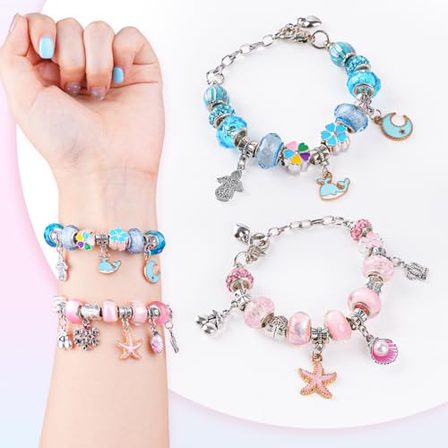 Sofier Jewelry Bracelet Making Kit for DIY Beads Charms Set Teen Gifts - color: Pink Box
