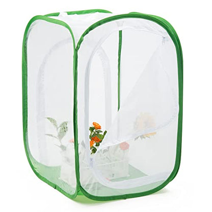 Two Doors Monarch Butterfly Habitat, Insect Mesh Cage, Caterpillar Enclosure Terrarium Pop-up (15.7 X 15.7 X 24 Inches) - size: 15.7 X 15.7 X 24 Inches
