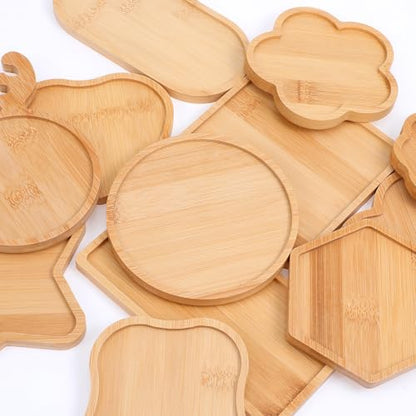 mekueeex 12pcs Mosaic Tiles for Crafts Wooden Coaster Bases Set, Mosaic Kits for Adults DIY Home Decor, Mosaic Kit with Bamboo Shapes for Glass Tile Art Projects, Round Square Hexagon Heart Star Deer