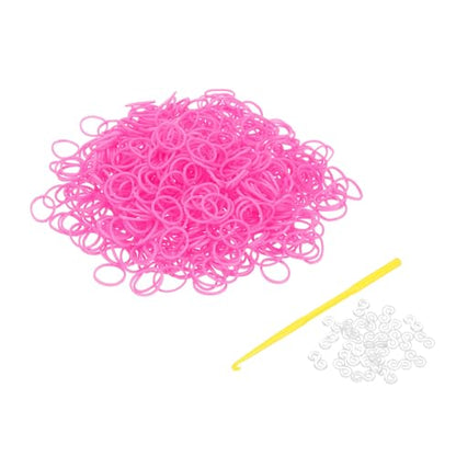 uxcell 600Pcs Loom Rubber Band, Bracelet Making Refill Kit Elastic Loom Band with 25Pcs S-Clips and 1Pcs Crochet Hooks for Weaving DIY Handcrafts, Pink - color: Pink