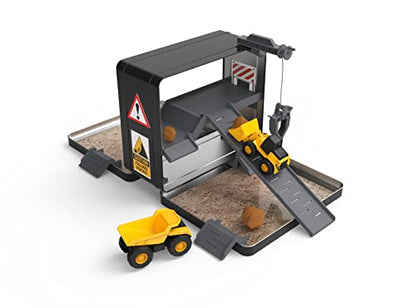 CAT Construction Toys, Store N Go Playset - Tin Travel Case Transforms into Multi-Level Worksite, Includes 2 Little Machines Vehicles & 10 + Accessories, Portable STEM Toy for Kids Ages 3 + - style: Store N Go Playset