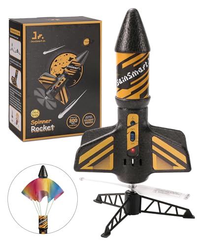 SainSmart Jr. Rocket Launcher for Kids, 200 Feet of Flight Altitude, Motorized Air Rocket with Parachute, Self-Launching Outdoor Toy with Safely Land, Black - style: Classic Black