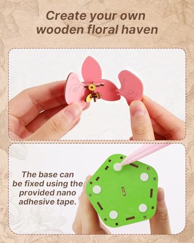 Kaayee 3D Wooden Flower Puzzles Phalaenopsis, Wood Flowers Craft for Adults - color: Phalaenopsis