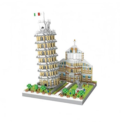 3D Leaning Tower of Pisa Micro Blocks Set Landmark Architecture Model