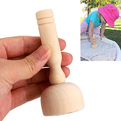 OwnMy Wood Clay Stamp Set, Wood Playdough Tools Handle Pottery Stamps, 4PCS