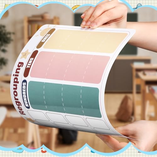 18Pcs Place Value Chart Dry Erase Board Math Manipulatives for Kids - style: Morandi Place Value Charts