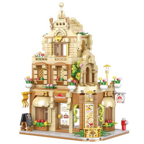 City Street View Building Blocks, Modular Architecture Model - color: Amber Beige