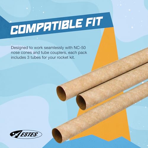 Estes 3086 Pack of 3 BT-50 Body Tubes, Flying-Model-Rocket Building Supplies, Rocket Model Kit Accessories for Ages 10+