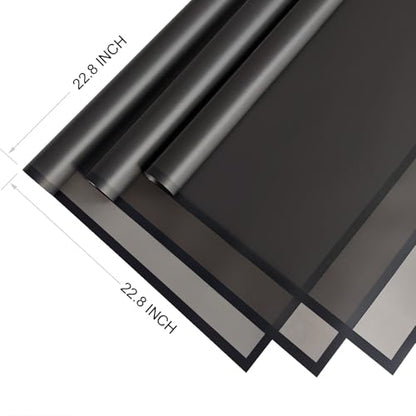 Duyasurs 20 Sheets Floral Wrapping Paper, Waterproof Bouquet Wrapping, 22.8x22.8IN, Florist Supplies Packaging Paper, DIY Gift Box, Wedding & Birthday Gifts, Translucent Black - color: Translucent Black