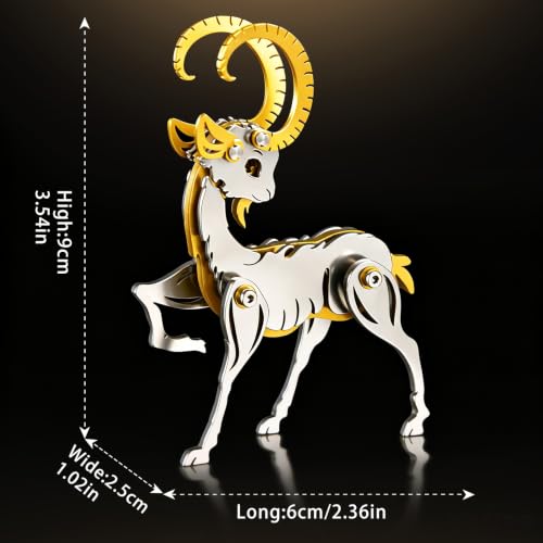 3D Metal Puzzles for Adults, Zodiac Sign Gold Sheep Model Kit - color: C02-sheep Gold