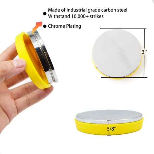Steel Bench Block and Metal Stamping Hammer Kit, No-Rebound Metal Bench Block, Jewelry Stamping Hammer, Jewelry Metal Stamping Tools for Jewelry Making & Metal Stamping - color: Yellow, Round