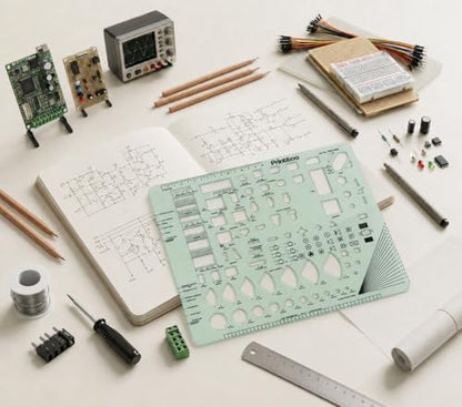 Printtoo Plumbing and Electrical Drafting Guide Stencil, Architectural Layout Planning Template with Bathroom Fixtures, Kitchen Layout & Wiring Symbols for Floor Plan and Technical Drawing - color: Series-PRTD-2838A