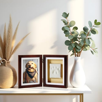 Pearhead Pet Paw Print Memorial Frame with Clay Imprint Kit, Espresso Brown - color: Espresso Clay Print Table Top Frame
