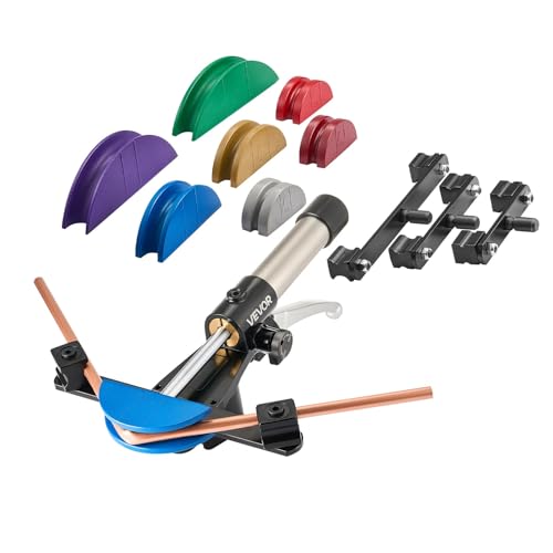 VEVOR Hydraulic Tubing Bender Kit, 1/4 to 7/8 Inch, Copper Tube Pipe Bender, HVAC Bending Tool Set, 90° Bend, with 7 Color Aluminium Alloy Dies, for HVAC Air Conditioning Refrigeration Auto Repair - color: Multicolor