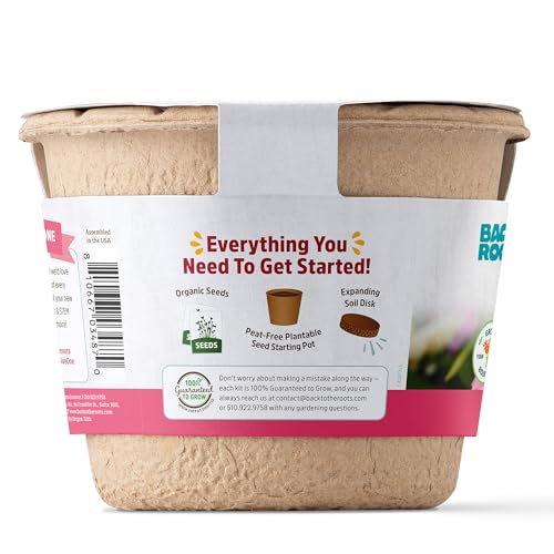 Back to the Roots Organic Zinnia Flower Grow Kit with Plantable Starting Pot Soil and Seeds - size: 5 inches, style: Zinnia Flower Kit