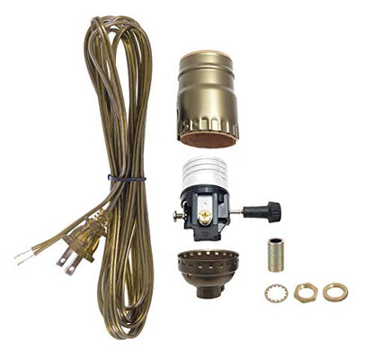 B&P Lamp® Antique Brass Socket with Matching Cord Set and Basic Hardware - color: Antique Brass