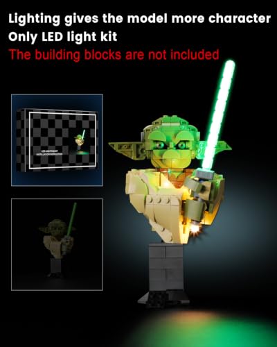LED Lighting Set Compatible with Lego Yoda Bust 75438 Set, DIY Light Up Kit for 75438 Building Blocks Model (Building Sets Not Included) - style: 75438 Yoda Bust Set
