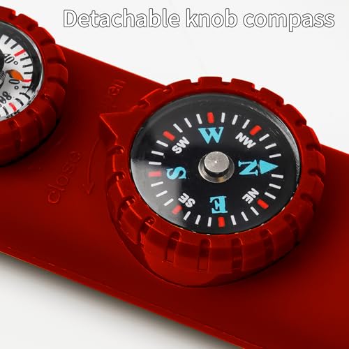 Multifunctional Survival Emergency Whistle for Kids with Compass Hiking Survival, Thermometer & Neck Lanyard | Emergency Safety Gear for Hiking, Camping, Kayaking, Boating, Climbing - color: Red
