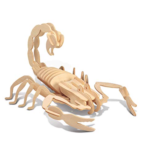 Puzzled 3D Puzzle Scorpion Wood Craft Construction Model Kit, Fun & Educational Animal DIY Wooden Toy Assemble Model Unfinished Crafting Hobby Puzzle to Build & Paint for Decoration 33 Pieces Pack
