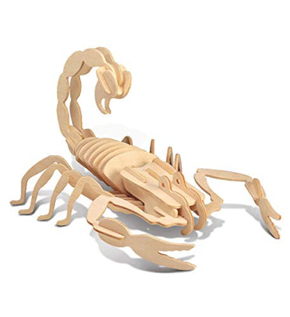 Puzzled 3D Puzzle Scorpion Wood Craft Construction Model Kit, Fun & Educational Animal DIY Wooden Toy Assemble Model Unfinished Crafting Hobby Puzzle to Build & Paint for Decoration 33 Pieces Pack