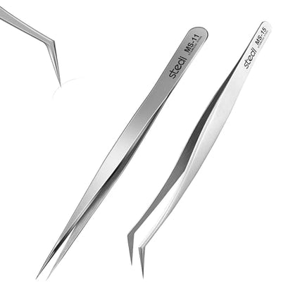 stedi 2PCS Precision Premium Tweezers Set, Model Hobby Making Tools - style: Straight tip & Curved Tip Tweezers