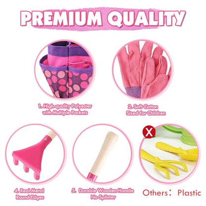 Kids Watering Can Gardening Tools Set Sand Toy Outdoor Toddler Girls (Pink) - color: Pink