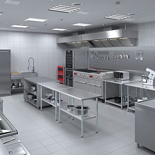 AmGood 24 in. x 48 in. Stainless Steel Work Table | Metal Kitchen Food Prep Table | NSF - size: 48 in. Long x 24 in. Deep without Wheels