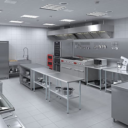 AmGood 24 in. x 48 in. Stainless Steel Work Table | Metal Kitchen Food Prep Table | NSF - size: 48 in. Long x 24 in. Deep without Wheels
