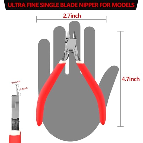 Model Nippers 4.8" Ultra Thin Single Blade Gundam Nippers, Sprue Cutter Hobby Nippers, Model Kit Nippers for Plastic Gunpla Model Building Professional Nipper Case & Mineral White Oil - style: Ultra-thin (Cloth Pack)