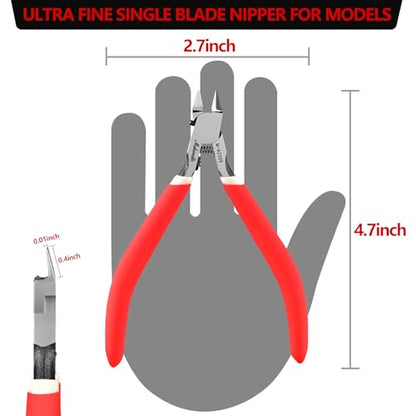 Model Nippers 4.8" Ultra Thin Single Blade Gundam Nippers, Sprue Cutter Hobby Nippers, Model Kit Nippers for Plastic Gunpla Model Building Professional Nipper Case & Mineral White Oil - style: Ultra-thin (Cloth Pack)