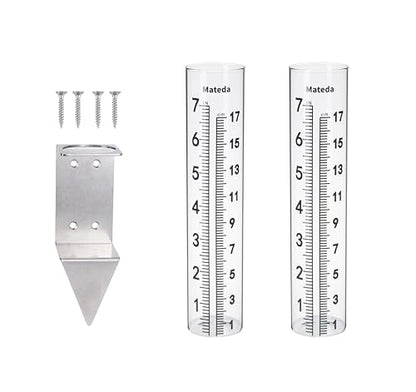 7" Capacity Rain Gauge with Stainless Steel Mounting Rack Holder, Post Mount Rain Gauge or Yard Garden Outdoor Home (Style C) - style: Style C