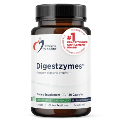 Designs for Health Digestzymes, Gas & Bloating Relief, 180 Capsules - size: 180 Count (Pack of 1)