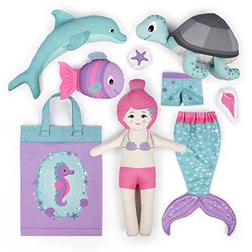 kullaloo Cut & Sew Fabric Panel – Mermaid Craft Sewing Kit for Kids Beginners – DIY for Girls & Boys (Underwater Tales) - color: Underwater Tales