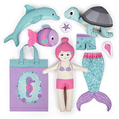 kullaloo Cut & Sew Fabric Panel – Mermaid Craft Sewing Kit for Kids Beginners – DIY for Girls & Boys (Underwater Tales) - color: Underwater Tales