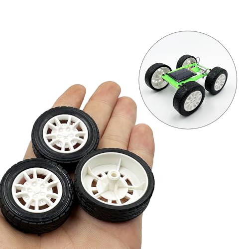 10PCS Toy Car Wheels Rubber Tire with 5PCS Shaft Round Axles for for DIY Model Toy RC Car Accessories (3X38MM) - style: 3X38MM