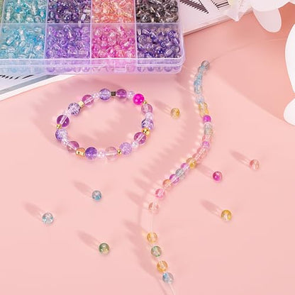 XSEINO 24 Colors 1200PCS Transparent Gradient Glass Beads Kit - color: Gradient Series