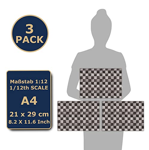 3 Sheets Self Adhesive Floor Tiles for Dollhouse 1:12 Scale (Checkerboard Pattern Marble) - style: Checkerboard Pattern Marble