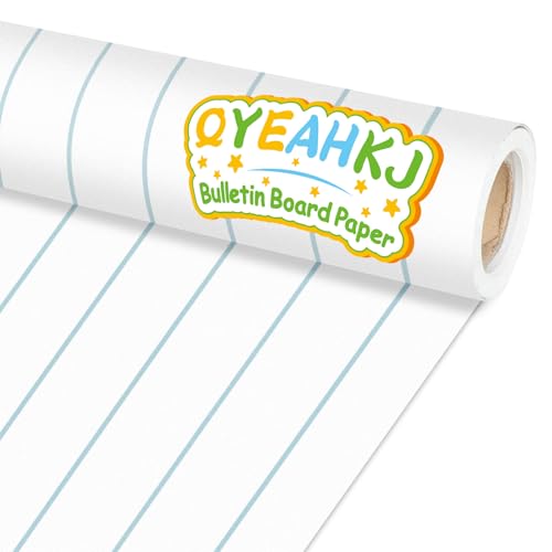 Qyeahkj Composition Bulletin Board Paper Roll Notebook Blue Lined Bulletin Background Decor Fade Resistant Classroom Decorations Poster Art Craft Home Wall Education Supplies 17.7in x 20ft - style: Lined