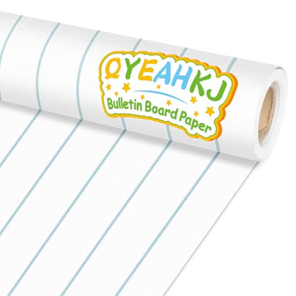 Qyeahkj Composition Bulletin Board Paper Roll Notebook Blue Lined Bulletin Background Decor Fade Resistant Classroom Decorations Poster Art Craft Home Wall Education Supplies 17.7in x 20ft - style: Lined