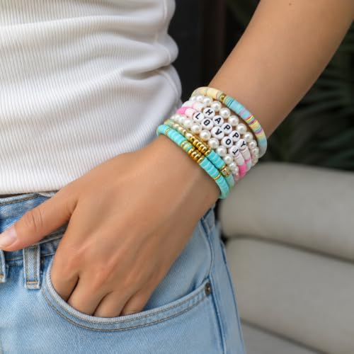 Bead Bracelet Making Kit –3600 Colorful Clay Beads Set with Gold Beads,Polymer Heishi Beads Charms – Jewelry Making Supplies for Crafting, Handmade Accessories & DIY Projects - color: style 08