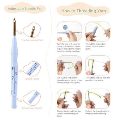SDOYUNO Punch Needle Kit with Frame for Adults Beginners Kits 9.84 x 9.84 Inch Embroidery Starter Kits Punch Needle Kit with Fox Pattern, Threader, Yarns, Rug Punch, DIY Craft Kits (Brown) - color: brown
