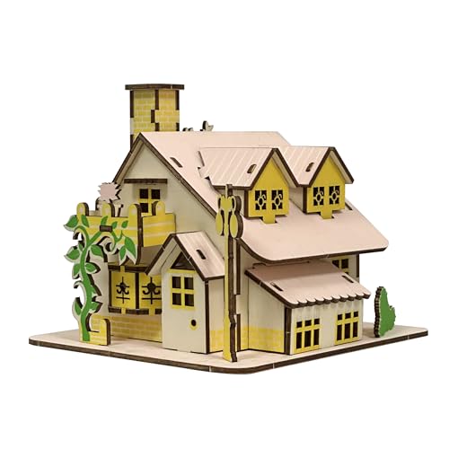 Log Cabin Mini House 3D Wooden Puzzle Building Kit for Adults Teens