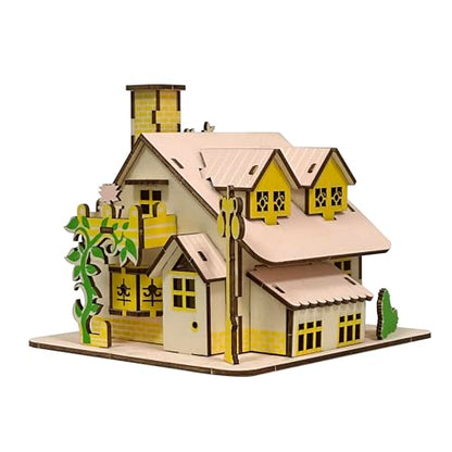 Log Cabin Mini House 3D Wooden Puzzle Building Kit for Adults Teens