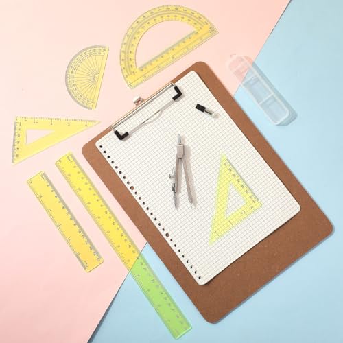 Zonon 7 Pcs Geometry Set with Drawing Compas, 6&4 Inch Protractors, Yellow - color: Yellow