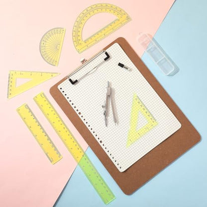 Zonon 7 Pcs Geometry Set with Drawing Compas, 6&4 Inch Protractors, Yellow - color: Yellow