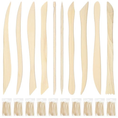 Ferrochef 10 Set 100 Pcs Clay Tools, Beech Sculpting Tools, Classic Style - color: Classic Style, size: Beech